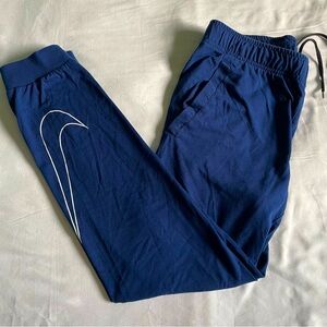 Nike Dri-fit Jersey Knit Swoosh Outline Navy Blue Joggers Men’s Medium